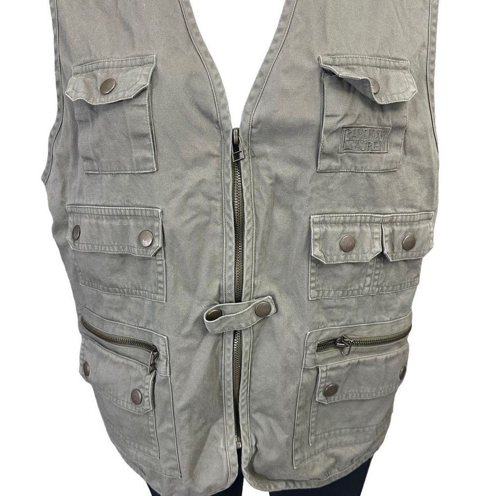 LAUREN‎ Ralph Lauren Women’s Vintage Fishing Utility Vest Olive green sz L - Picture 3 of 9